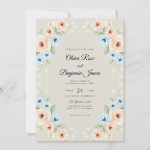 Apricot Sky Ranunculus Soft Eucalyptus Wedding Invitation