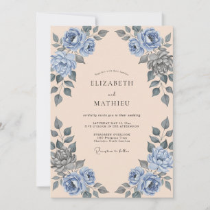 Apricot Slate Dusty Rose Wedding Invitation