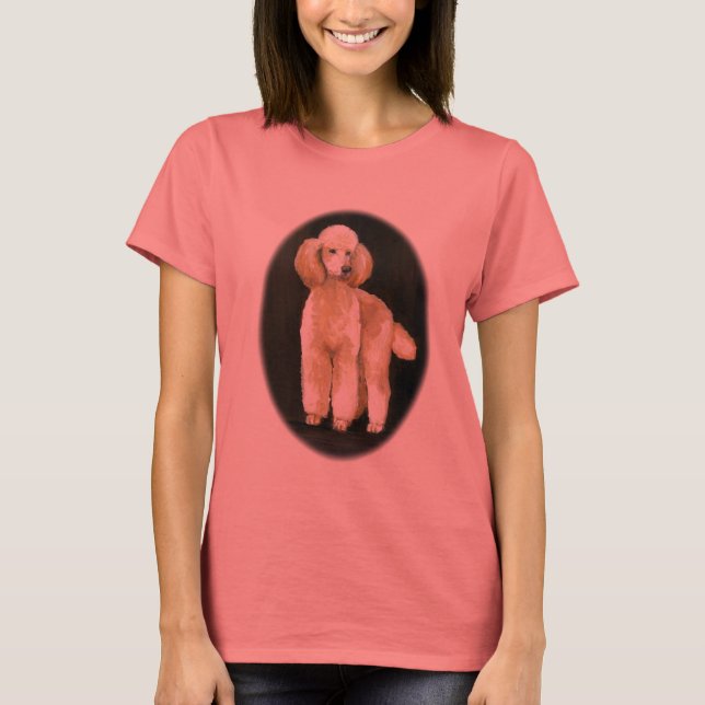 "Apricot Standard Poodle" Dog Art Ringer T-shirt (Front)