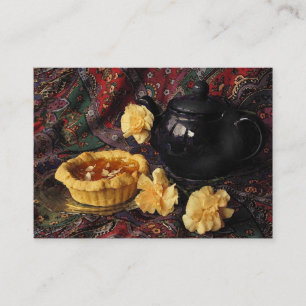 Apricot Tart with Teapot and Carnations ATC Business Card
