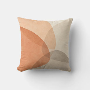 Apricot Taupe Translucent Abstract Shapes Cushion