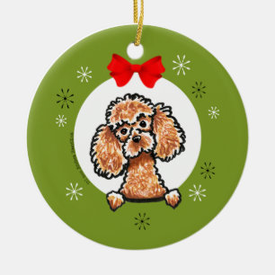 Apricot Toy Poodle Christmas Classic Ceramic Tree Decoration