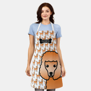 Apricot Toy Poodle Cute Cartoon Dog & Name Apron