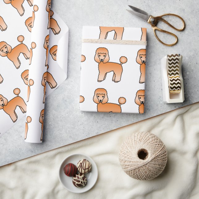 Apricot Toy Poodle Cute Cartoon Dog Pattern Wrapping Paper (Crafts)