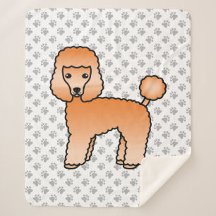 Apricot Toy Poodle Cute Cartoon Dog Sherpa Blanket