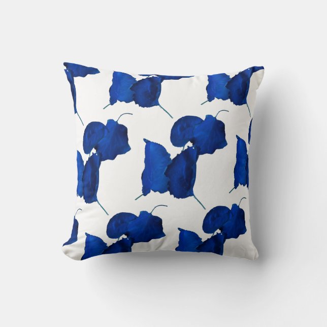 Apricot Tree Blue Leaves Cushion Throw Pillow (Front)