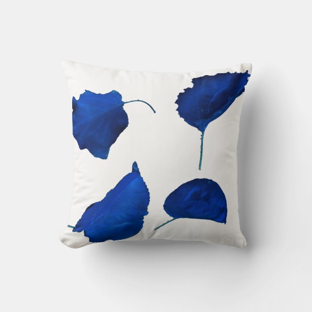 Apricot Tree Blue Leaves Cushion Throw Pillow (Front)