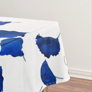 Apricot Tree Blue Leaves White Background Tablecloth