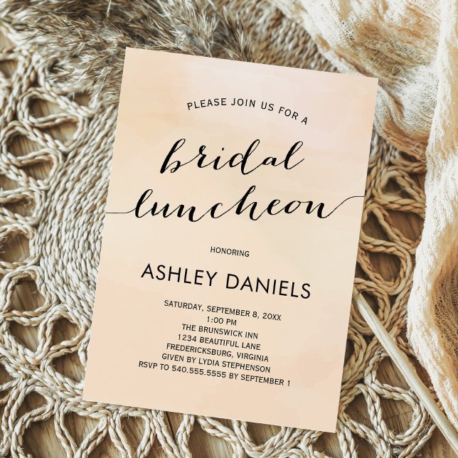 Apricot Watercolor Bridal Luncheon Invitation (Creator Uploaded)