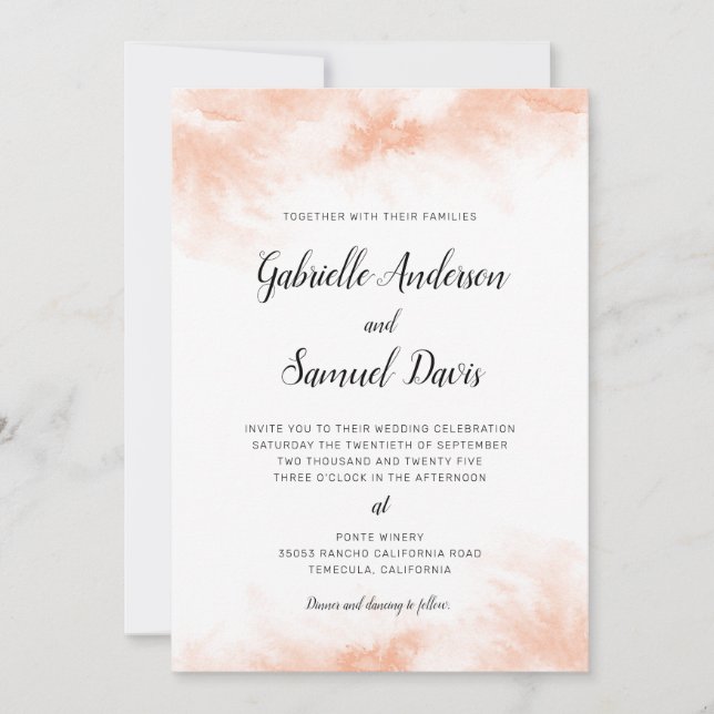 Apricot Watercolor Handwritten Calligraphy Wedding (Front)