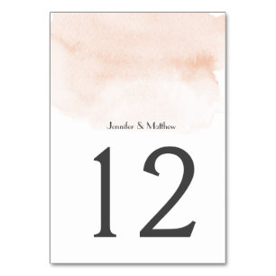 Apricot Watercolor Wash Table Number