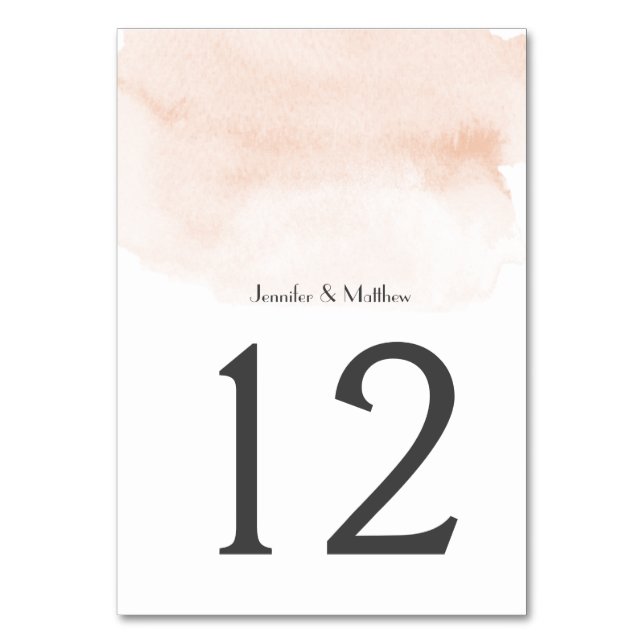 Apricot Watercolor Wash | Table Number (Front)