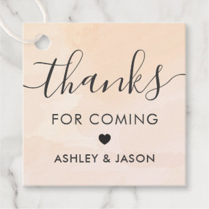 Apricot Watercolor Wedding Thank You Gift Tag