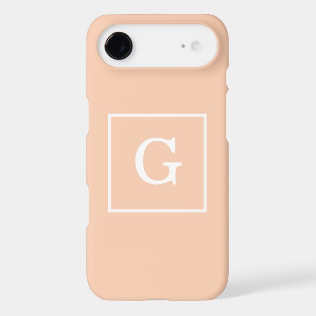 Apricot White Framed Initial Monogram Case-Mate iPhone Case (Back)