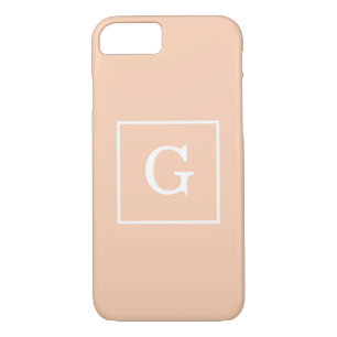 Apricot White Framed Initial Monogram iPhone 8/7 Case