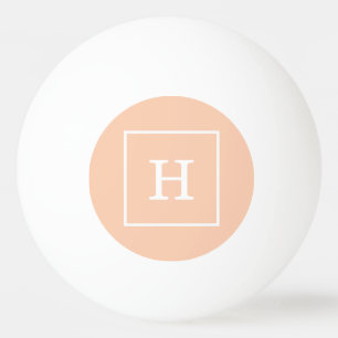 Apricot White Framed Initial Monogram Ping Pong Ball