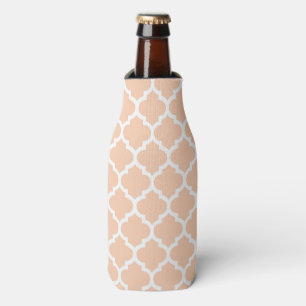 Apricot White Moroccan Quatrefoil Pattern #5 Bottle Cooler