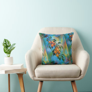 Apricots on a Summer Branch Painting by Alfred Fox Cushion