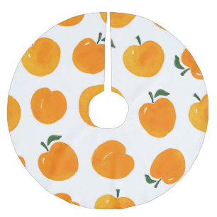 Apricots Watercolor White Background Vintage Brushed Polyester Tree Skirt