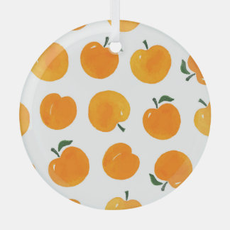 Apricots Watercolor White Background Vintage Glass Tree Decoration