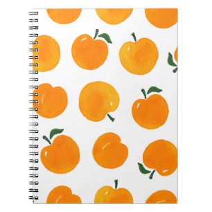 Apricots Watercolor White Background Vintage Notebook