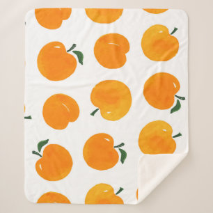 Apricots Watercolor White Background Vintage Sherpa Blanket