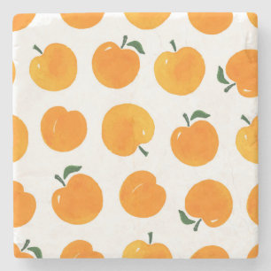 Apricots Watercolor White Background Vintage Stone Coaster