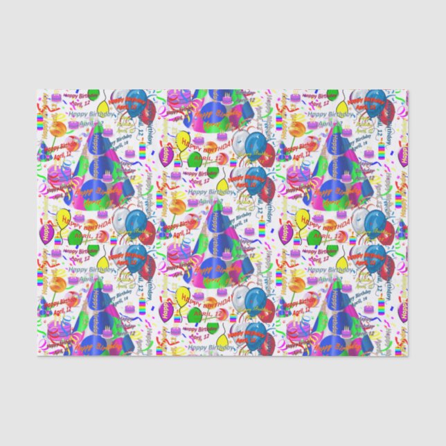 April, 12 Birthday Tissue Paper (Front)