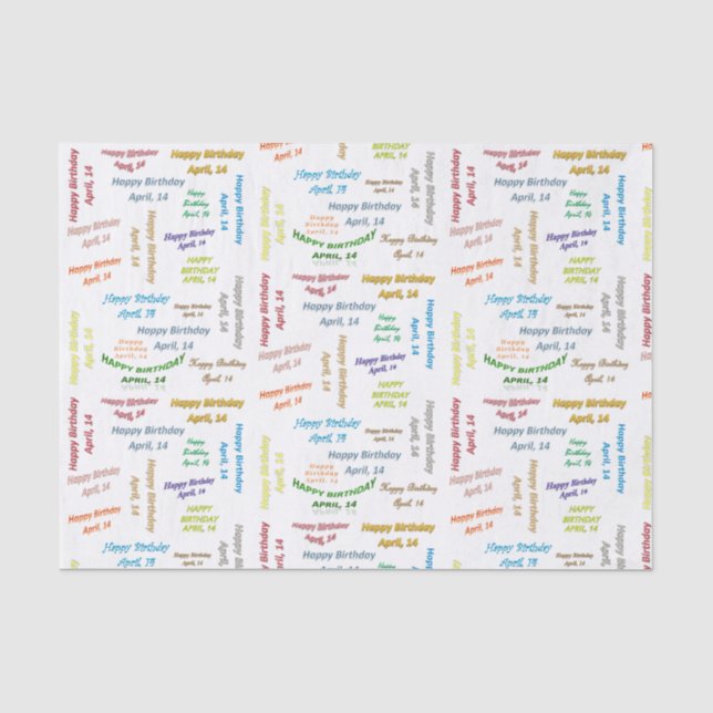 April, 14 Birthday Tissue Paper (Front)