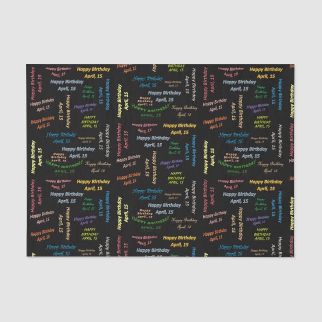 April, 15 Birthday Tissue Paper (Front)