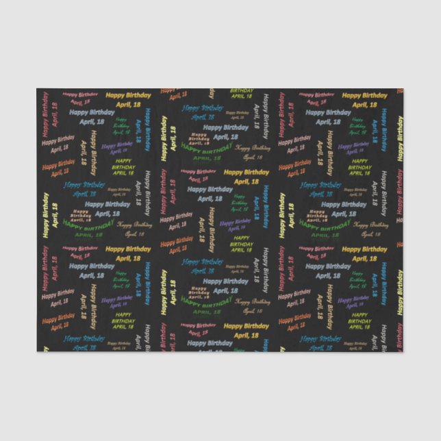 April, 18 Birthday Tissue Paper (Front)