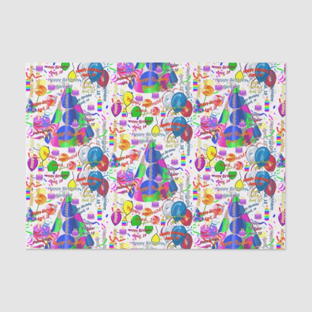 April, 18 Birthday Tissue Paper (Front)