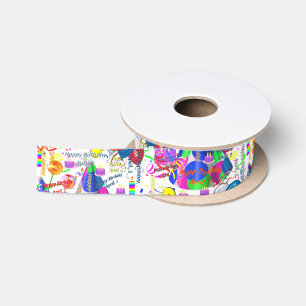 April, 1 Birthday Ribbon Satin Ribbon
