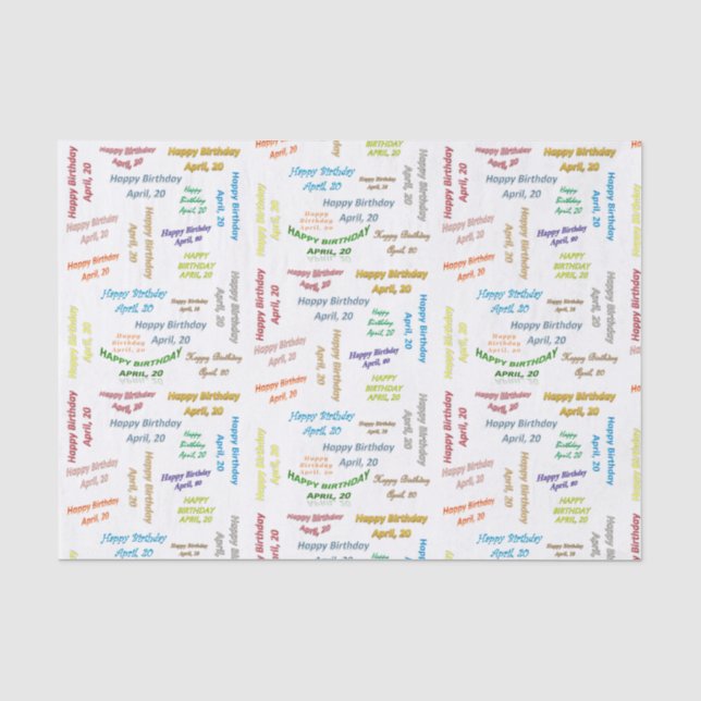 April, 20 Birthday Tissue Paper (Front)