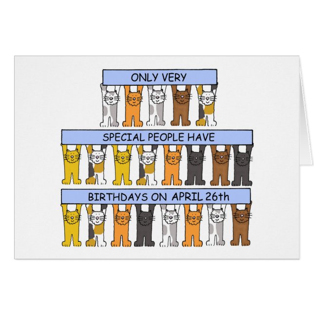 April 26th Birthday Cute Cartoon Cats (Front Horizontal)