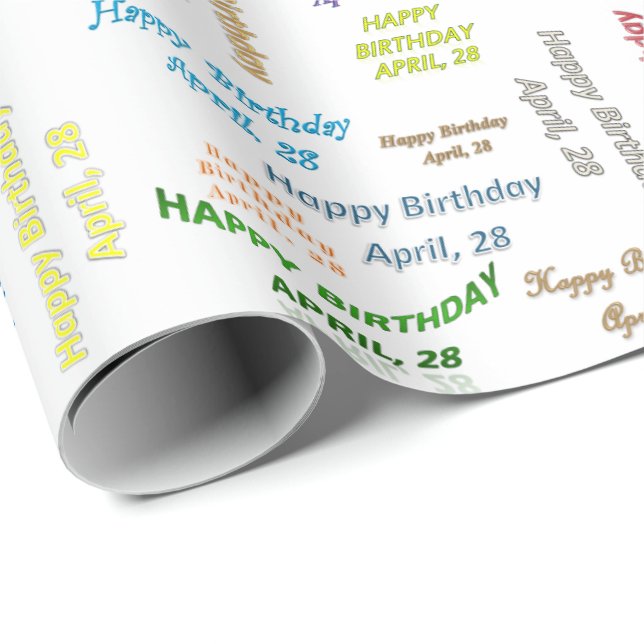 April, 28 Birthday Gift Wrapping Paper (Roll Corner)