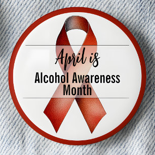 April Alcohol Awareness Month Ribbon 6 Cm Round Badge
