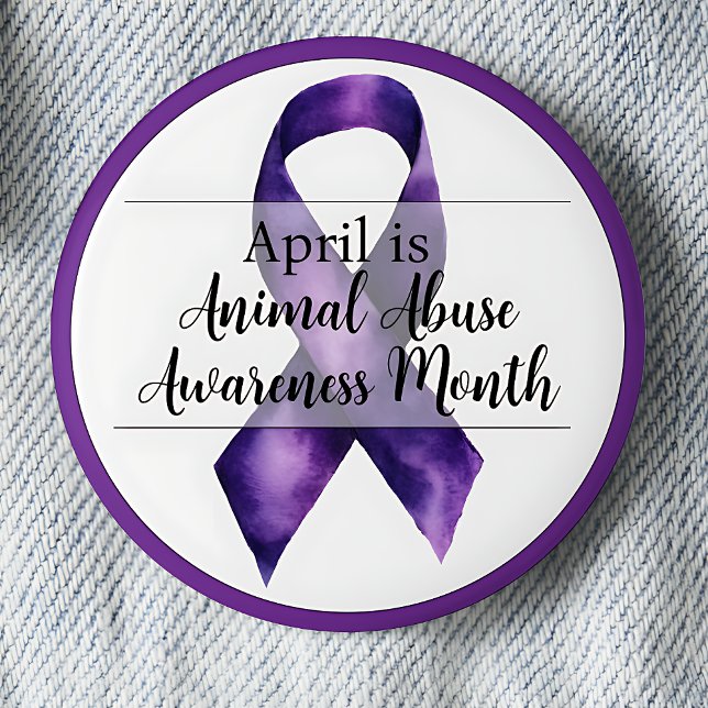 April Animal Abuse Awareness Month 6 Cm Round Badge (April is Animal Abuse Awareness month pinback button.)