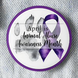 April Animal Abuse Awareness Month - Paw Print 6 Cm Round Badge
