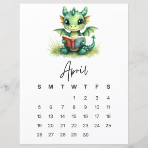 April Baby Dragon Whimsical Fantasy Wall Art