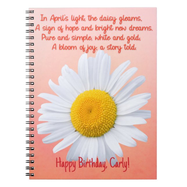 April Birth Flower Spiral Notebook (Front)
