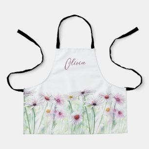 April birth flower Watercolor Daisy Floral Apron