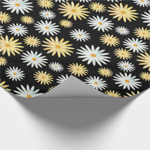 April Birth Flower Watercolour Daisies Pattern Wrapping Paper