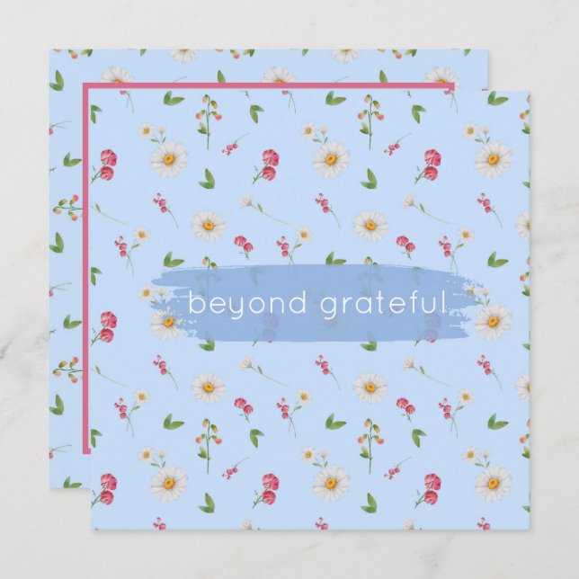 April Birth Flowers Daisy Sweet Pea Grateful  Thank You Card (Front/Back)