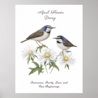 April Birth Month Flower Daisy Cherished Birthday Poster
