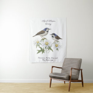 April Birth Month Flower Daisy Cherished Birthday Tapestry