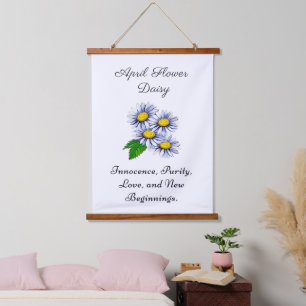 April Birth Month Flower Daisy Fresh and Simple  Hanging Tapestry