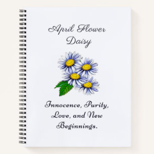 April Birth Month Flower Daisy Fresh and Simple Notebook