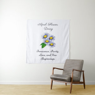 April Birth Month Flower Daisy Fresh and Simple  Tapestry