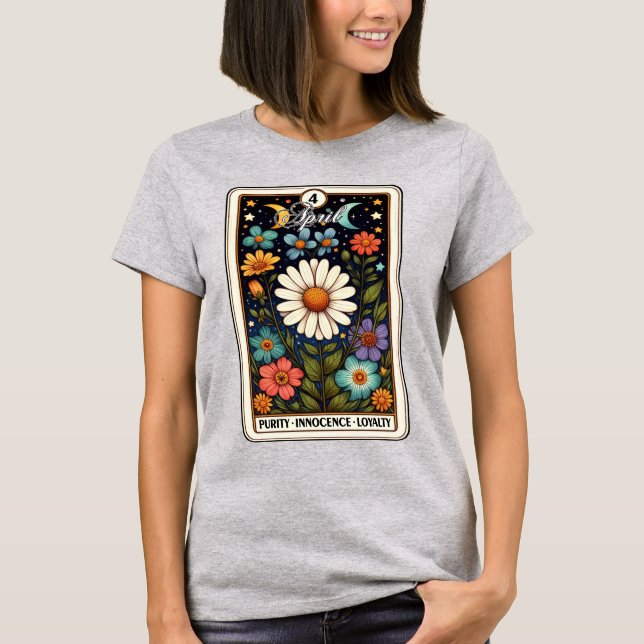 April Birth Month Flower Daisy T-Shirt (Front)
